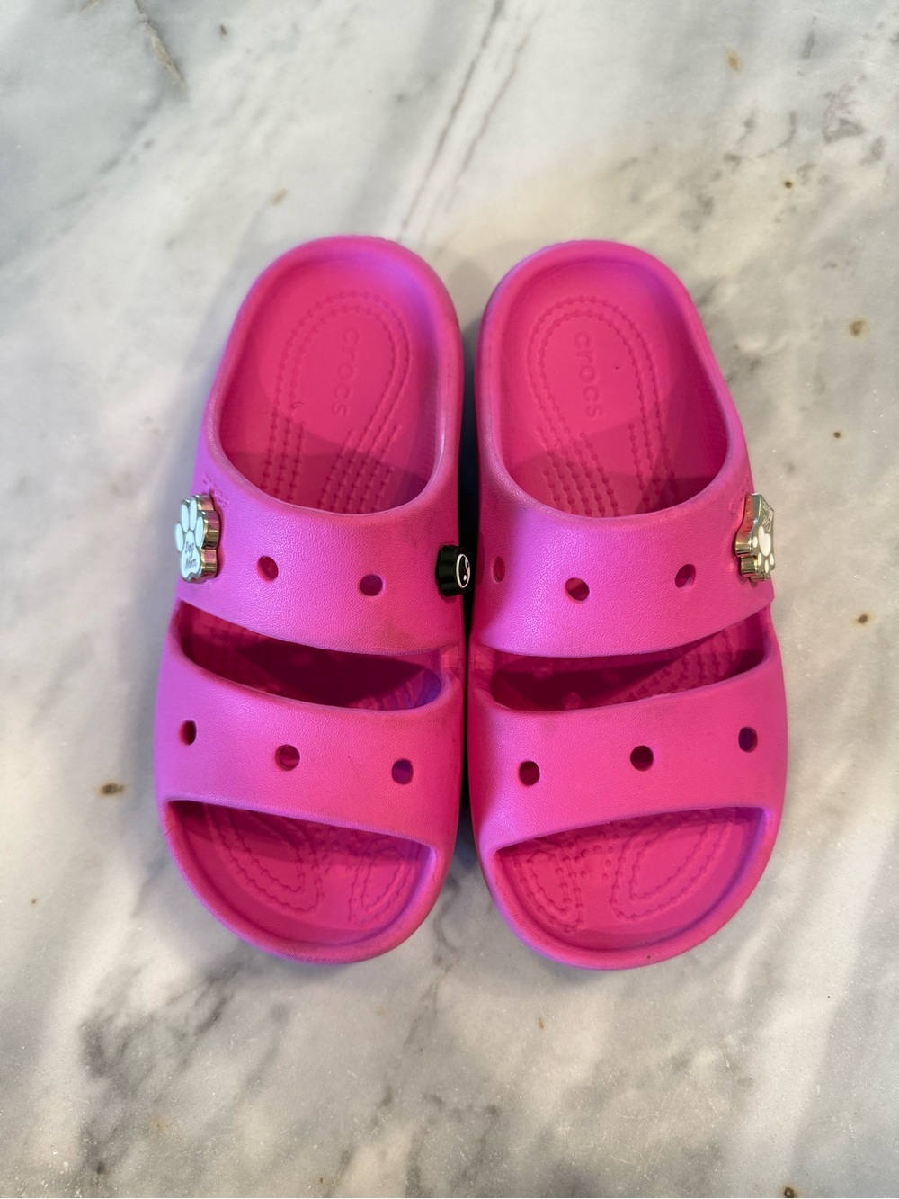 CROCS Kids Pink Double-Strap Slide Sandals